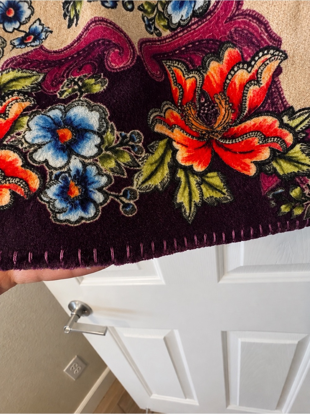 Johnny Was Sherpa Hooded Floral Fleece Jacket Cardigan Small Boho Cozy - Picture 4 of 6